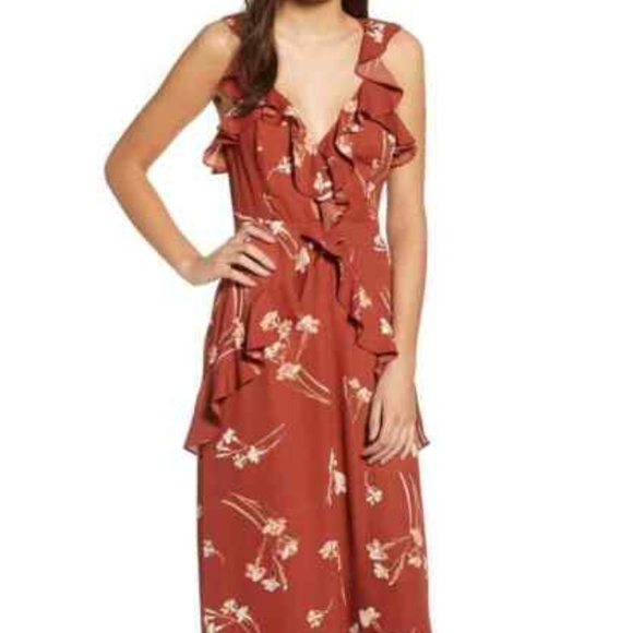 rust floral maxi dress